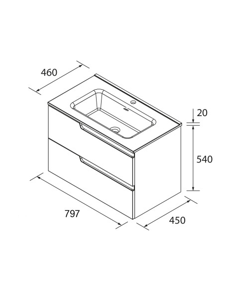 Mobile da Bagno Sospeso 80 cm Lavabo Incluso Rovere Africa | Salgar Vima Mobili Sospesi