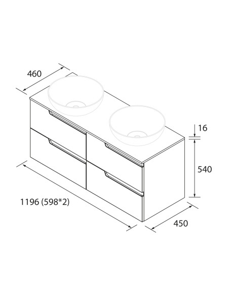 Mobile da Bagno Sospeso 120 cm con Top Incluso Rovere Africa | Salgar Vima Mobili Sospesi