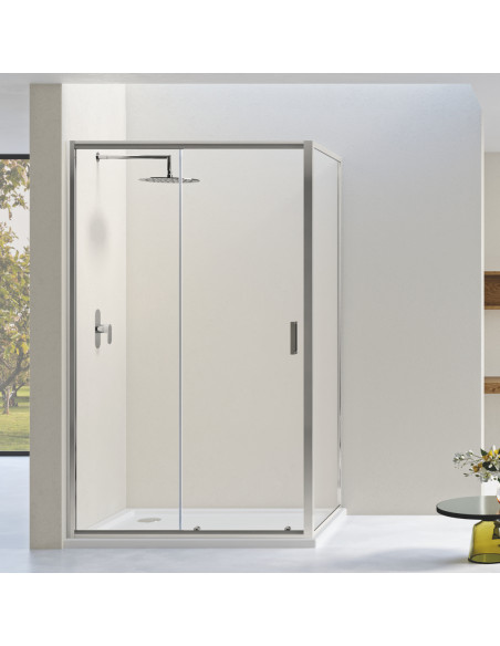 Box Doccia 3 Lati 80x100x80 cm con Porta Scorrevole e Cristallo Temperato 6 mm Trasparente 190h cm | Weiss Stern Tre Lati