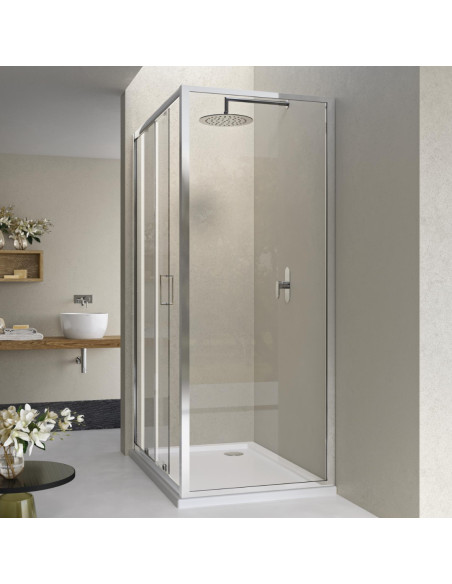 Box Doccia 3 Lati 80x110x80 cm con Porta Scorrevole e Cristallo Temperato 6 mm Trasparente 190h cm | Weiss Stern Tre Lati