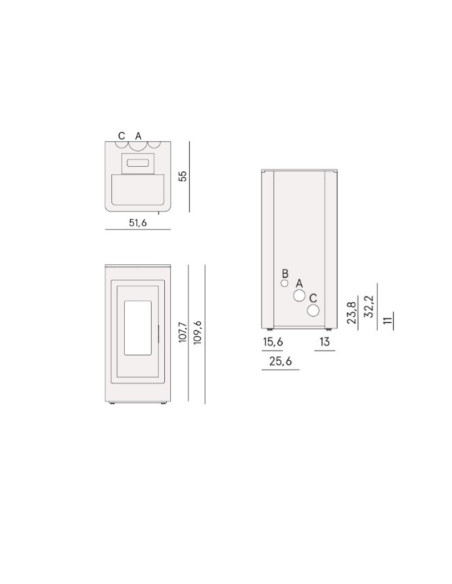 Stufa a Pellet Ventilata Canalizzata Wi-Fi Rosso | Cadel Kobe 11 Air Plus Stufe a Pellet