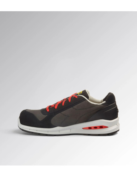 Scarpa Antinfortunistica S3S Grigio Asfalto/Rosso | Diadora Run Net Airbox Low Scarpe da Lavoro