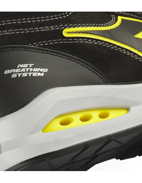Scarpa Antinfortunistica S3S Nero/Giallo | Diadora Run Net Airbox Mid Scarpe da Lavoro