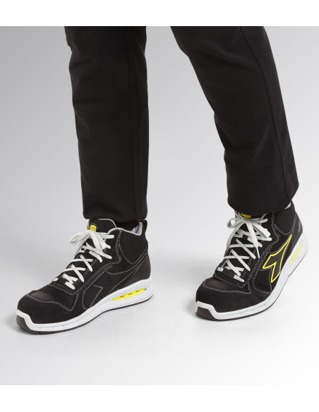 Scarpa Antinfortunistica S3S Nero/Giallo | Diadora Run Net Airbox Mid Scarpe da Lavoro