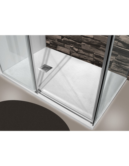 Piatto Doccia 80x170 Effetto Pietra Antiscivolo Bianco H 2,8 | Mammoliti Grivola Piatti Doccia Rettangolari