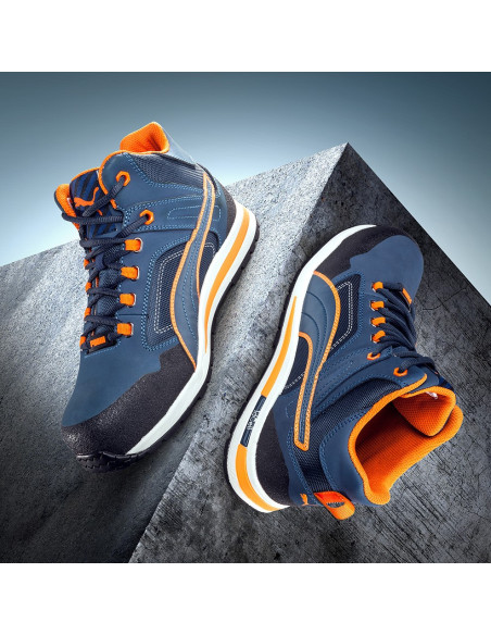 Scarpa Antinfortunistica S3 HRO SRC Blu/Arancio | Puma Safety Crosstwist Mid Scarpe da Lavoro