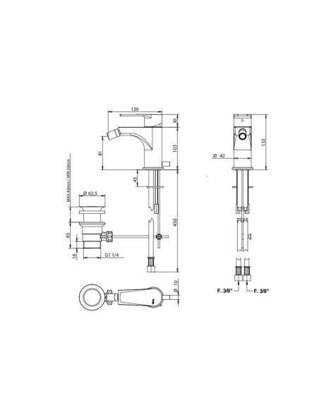 Miscelatore Bidet con Scarico | Bongio Pi 7 Rubinetteria Bidet Bagno
