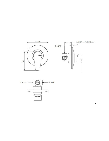 Miscelatore Doccia Incasso | Bongio Pi 7 Miscelatore Doccia