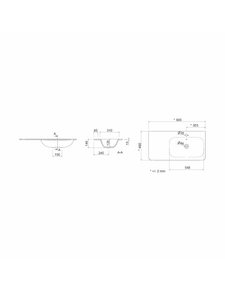 Mobile da Bagno Sospeso 90 cm con Piedini - Lavabo Incluso Cromo Blue Fog | Uniiq Mobili Sospesi