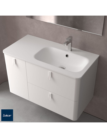 Mobile da Bagno Sospeso 90 cm con Piedini - Lavabo Incluso Cromo Blue Fog | Uniiq Mobili Sospesi