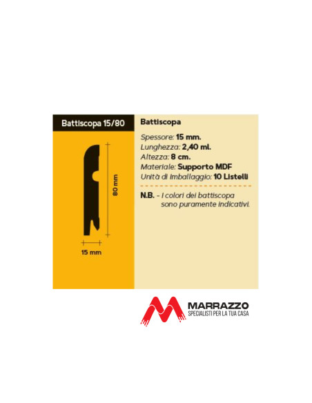Battiscopa Mdf Rovere Classico Spessore 15 mm x 8 cm x 240 cm Pavimenti in Laminato