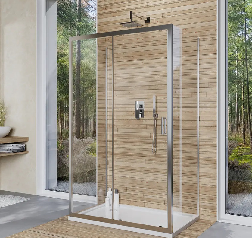 Box Doccia 3 Lati 70x130x70 cm con Porta Scorrevole e Cristallo Temperato 6 mm Trasparente 190h cm | Weiss Stern