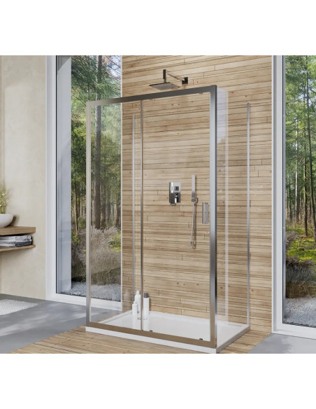Box Doccia 3 Lati 80x120x80 cm con Porta Scorrevole e Cristallo Temperato 6 mm Trasparente 190h cm | Weiss Stern Tre Lati