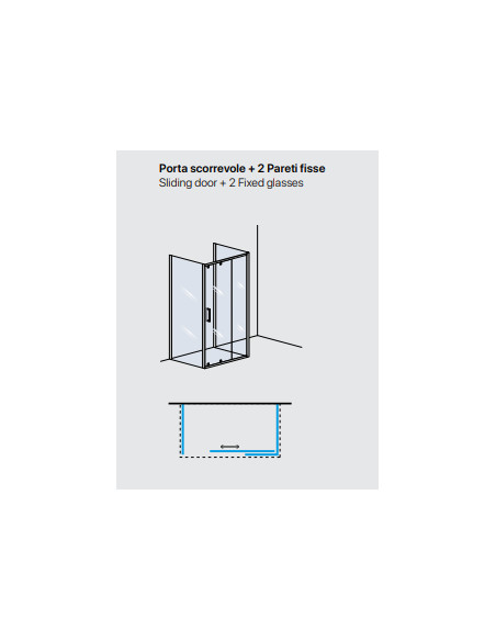 Box Doccia 3 Lati 80x120x80 cm con Porta Scorrevole e Cristallo Temperato 6 mm Trasparente 190h cm | Weiss Stern Tre Lati