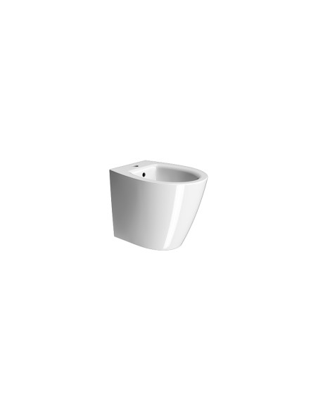 Coppia Sanitari Filomuro Vaso e Bidet a Terra Senza Brida + Coprivaso Soft-Close | Gsi Modo 52.37 Coppia Sanitari