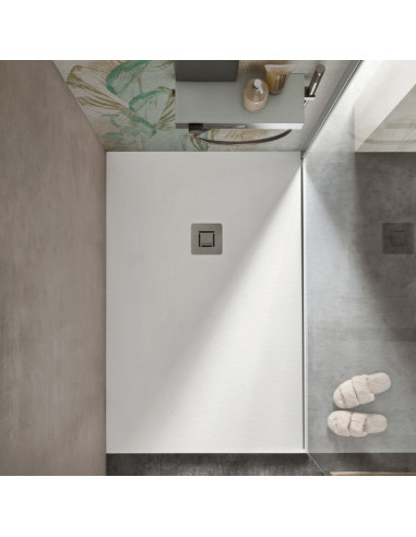 Piatto Doccia 80x160 Effetto Pietra Ultra Slim Antiscivolo Bianco H 2,5 | Geromin Forma Zoe Piatti Doccia Rettangolari