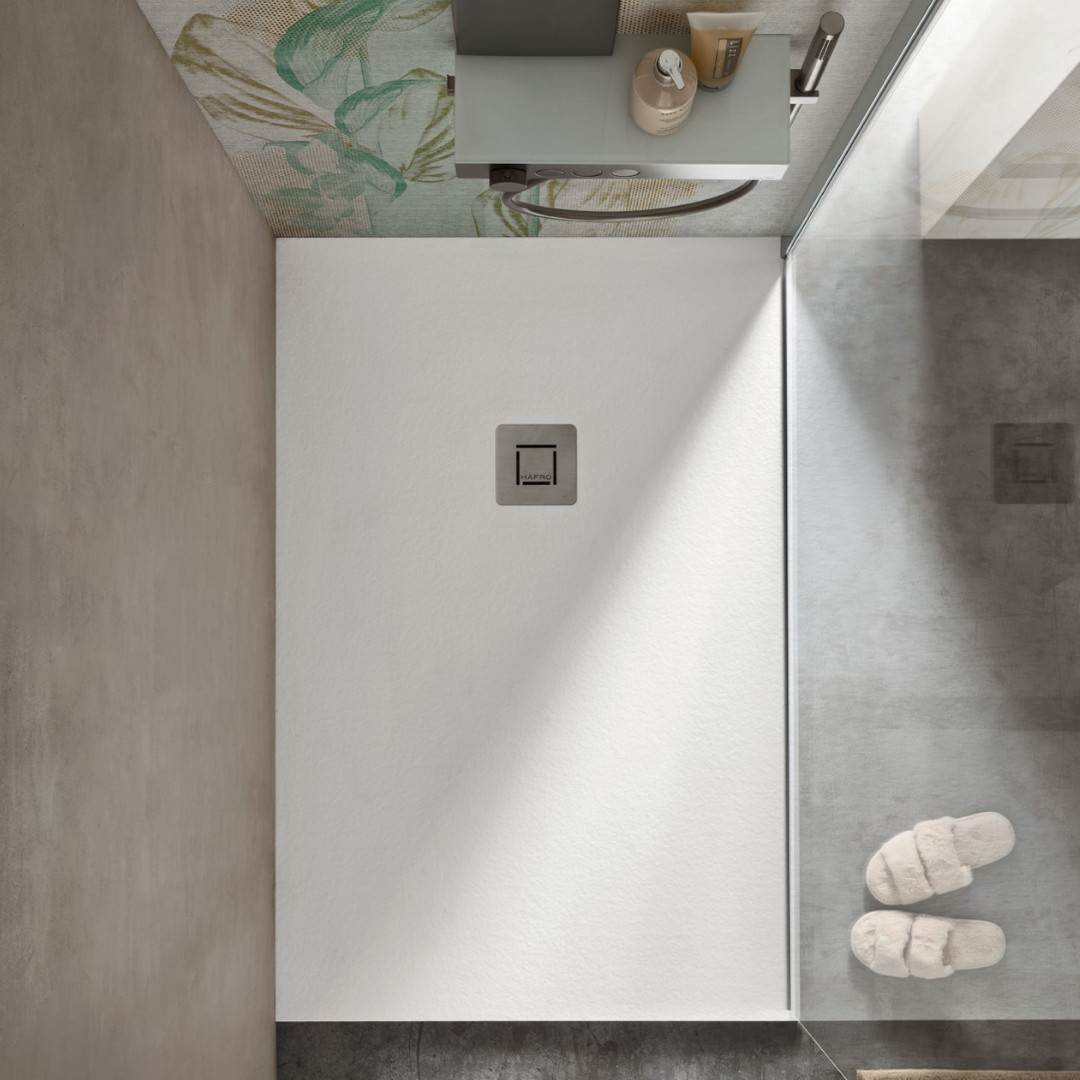 Piatto Doccia 80x160 Effetto Pietra Ultra Slim Antiscivolo Bianco H 2,5 | Geromin Forma Zoe