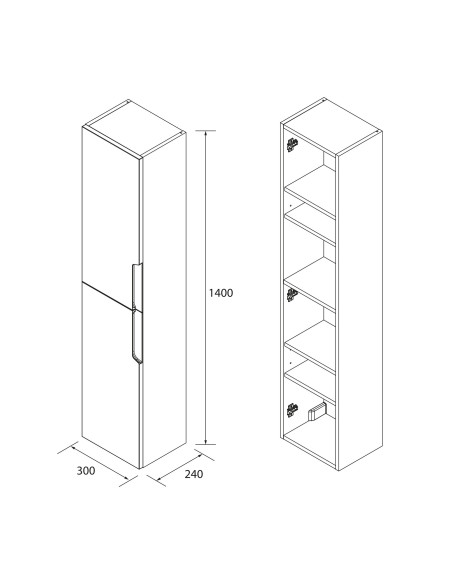 Colonna da Bagno Sospesa 30x140 cm Bianco Opaco | Salgar Vima Colonne da Bagno