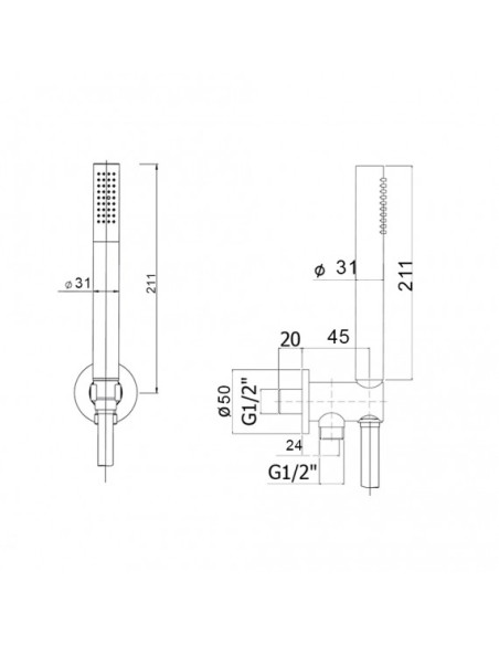 Set Doccia Acciaio Inox Tondo Nero Opaco ⌀ 25 | Jacuzzi Rubinetteria Set Doccia