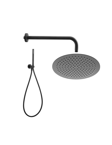 Set Doccia Acciaio Inox Tondo Nero Opaco ⌀ 25 | Jacuzzi Rubinetteria Set Doccia