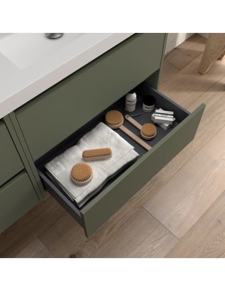 Mobile da Bagno Sospeso 140 cm con Top Incluso Verde Opaco | Salgar Noja Mobili Sospesi