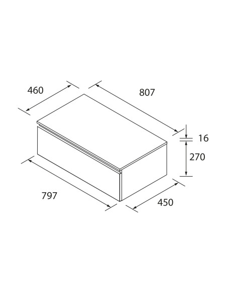 Mobile da Bagno Sospeso 80 cm con Top e Cassettone Noce Maya | Salgar Domus Mobili Sospesi