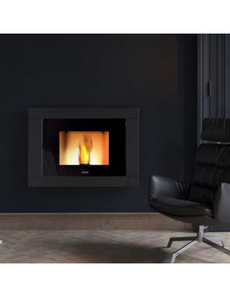 Focolare Camino ad Incasso a Pellet 30 kW Nero | Kalon IdroBlock 16:9 Termostufe a Pellet