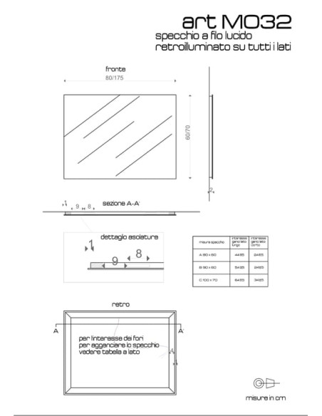 Specchio da Bagno Retroilluminato Led Touch Reversibile 60x70 cm  | PG M032 Specchiere