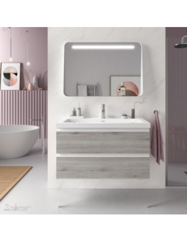 Mobile da Bagno Sospeso 100 cm Lavabo Inclusi Rovere Grigio | Salgar Spirit Mobili Sospesi